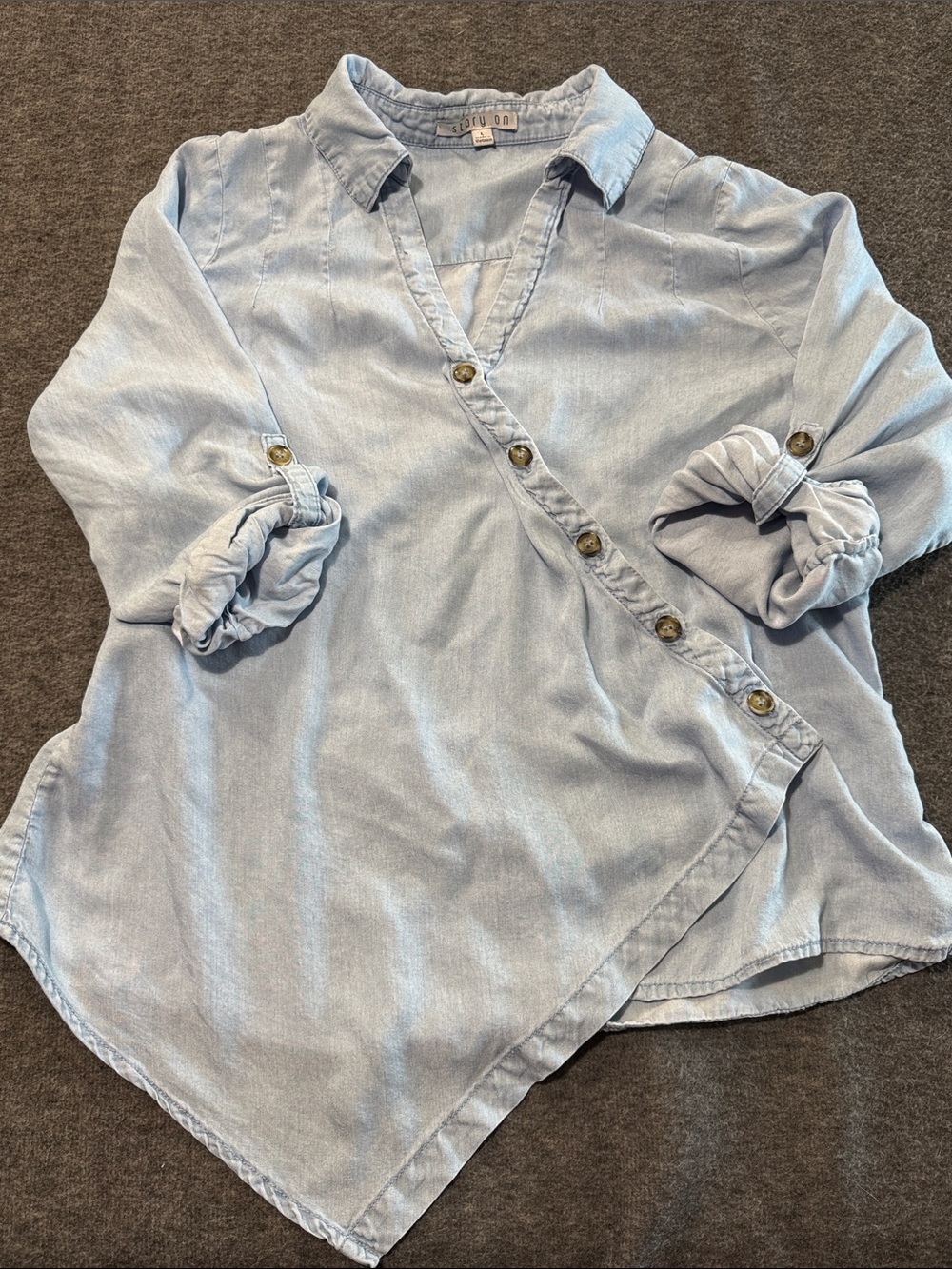 Denim Women's Asymmetric‎ Button-Down Wrap Shirt